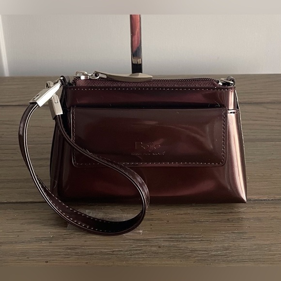 EUC, Beijo Mini-Bag, Dark Brown Patent Leather, Crossbody or Wristlet - Picture 2 of 8